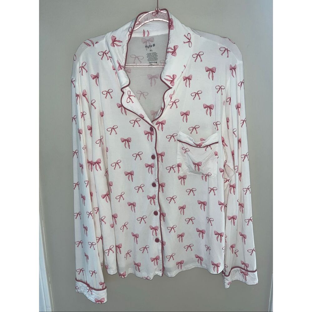 Women's Kyte Long Sleeve Pajama Top Bows Pink XL